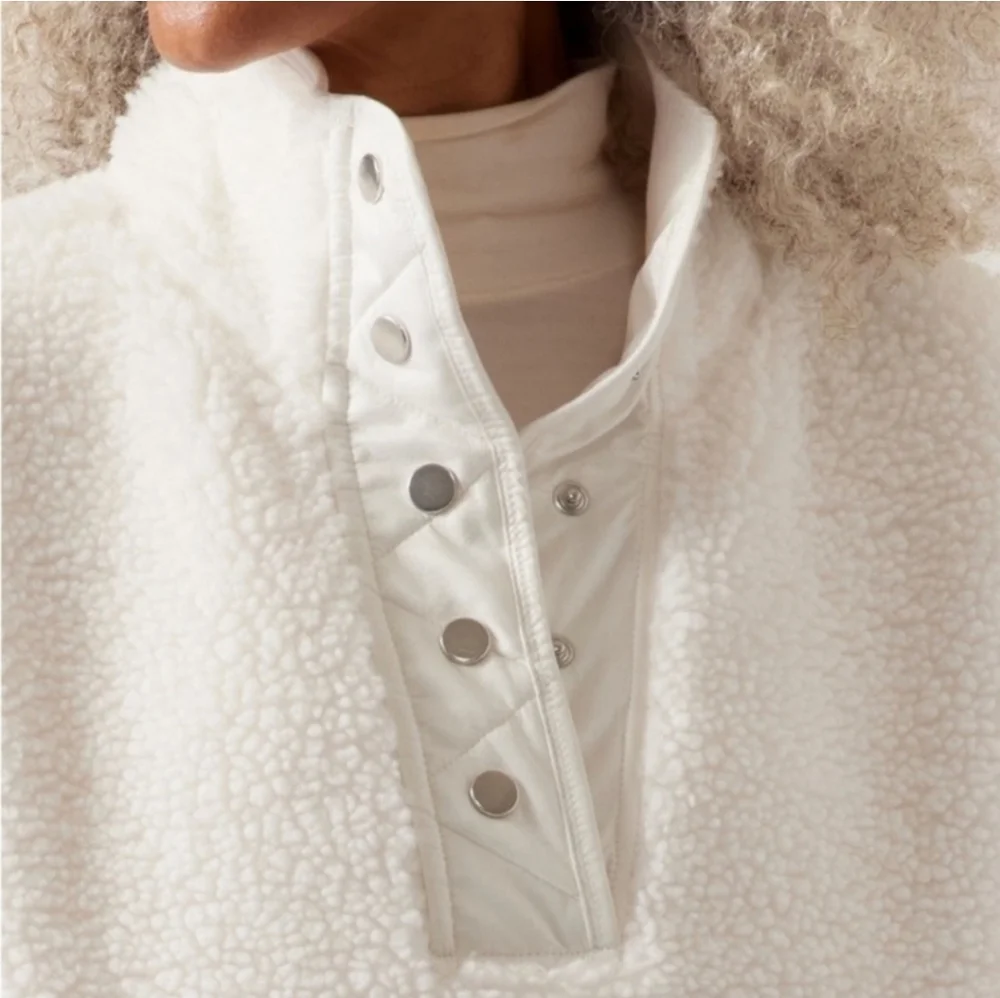 Athleta Cozy Sherpa Snap Sweatshit Sz Medium - Picture 3 of 7